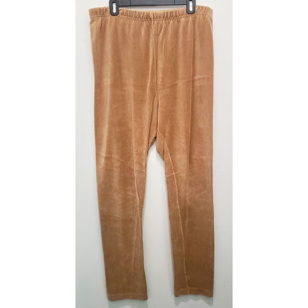 Charter Club Camel Ribbed Velour Pull On Pants Sz 1x 90's Butter Mom Cozy Travel